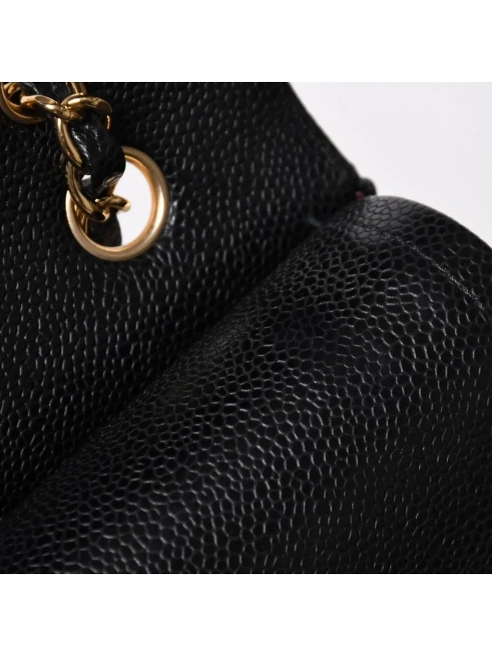 Chanel Quilted 23 Double Flap Chain Shoulder Bag CC Logo Caviar Leather Black